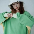 T-shirt Color Palette Oversized Bicolor Long Sleeves Ladies Cut-and-sew 2024 Spring/Summer