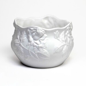 ポルトガル製 陶器 植木鉢 底穴あり ホワイト ローズ 直径18cm