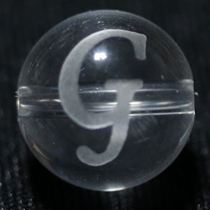 【彫刻ビーズ】水晶 12mm (素彫り) アルファベット「G」