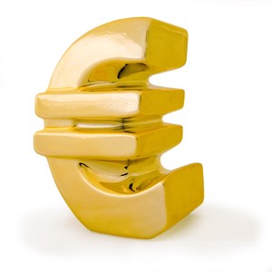 『EURO（ユーロ）』スマッシュ＆グラブ ハンマー付マネーバンク（陶器製貯金箱）白黒金