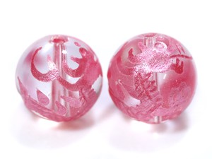 【彫刻ビーズ】水晶 12mm (ピンク彫り) 五爪龍