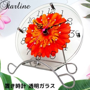 掛け時計 置き時計 日本製 インテリア アナログ 北欧 おしゃれ モダン ガラス製 ハワイアン 花 かわいい