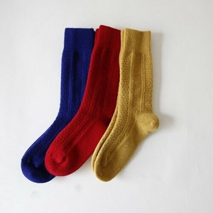 ウール メンズソックス　サイドラインリブ  ソリッド（3色）【日本製】／靴下 紳士 男性