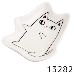 ■磁器単品■猫3兄弟 猫型小皿【シロ】