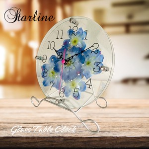 Table Clock Glasswork Flower Made in Japan
