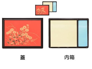 ☆日本伝統の技法【蒔絵】MAKI-E TAG CASE/蒔絵付箋ケース/菊（赤）