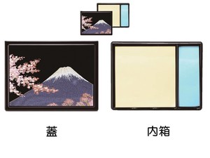 ☆日本伝統の技法【蒔絵】MAKI-E TAG CASE/蒔絵付箋ケース/富士に桜（黒）