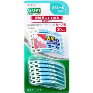 GUM ガム 歯周プロケア ソフトピック カーブ型 SSS-S 30本入【オーラル】