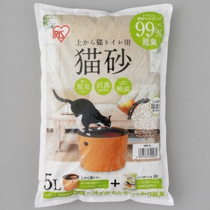 【アイリスオーヤマ　ペット用品・ペットフード　猫砂】　上から猫トイレ用猫砂　5L