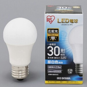 【アイリスオーヤマ　照明　LED電球】　LED電球 E26 広配光タイプ 昼白色 30形相当（325lm）