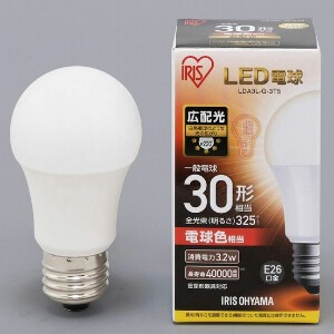 【アイリスオーヤマ　照明　LED電球】　LED電球 E26 広配光タイプ 電球色 30形相当（325lm）