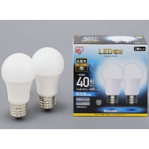【アイリスオーヤマ　照明　LED電球】　LED電球 E26 2P 広配光タイプ 昼白色 40形相当（485lm）