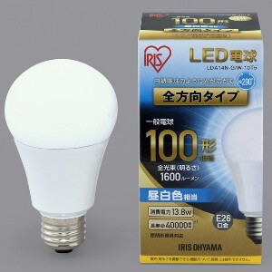 【アイリスオーヤマ　照明　LED電球】　LED電球 E26 全方向タイプ 昼白色 100形相当（1600lm）