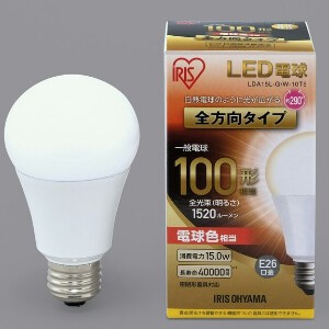 【アイリスオーヤマ　照明　LED電球】　LED電球 E26 全方向タイプ 電球色 100形相当（1520lm）