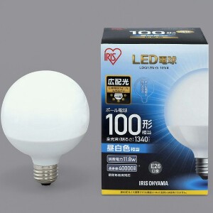 【アイリスオーヤマ　照明　LED電球】　LED電球 E26 ボール球タイプ 昼白色 100形相当（1340lm）