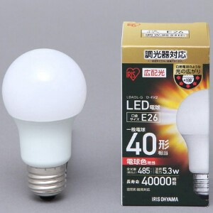 【アイリスオーヤマ　照明　LED電球】　LED電球広配光　調光　電球色40形相当（485lm）