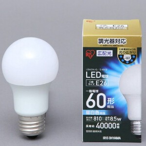 【アイリスオーヤマ　照明　LED電球】　LED電球広配光　調光　昼白色60形相当（810lm）