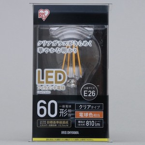 【アイリスオーヤマ　照明　LED電球】　LEDフィラメント電球クリア　電球色60形相当（810lm）