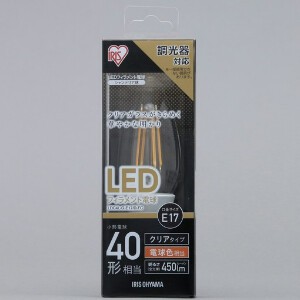 【アイリスオーヤマ　照明　LED電球】　LEDフィラメント電球　小形調光　クリア　電球色40形相当（450lm）