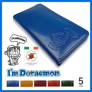 Long Wallet Doraemon Round Fastener Genuine Leather 5-colors