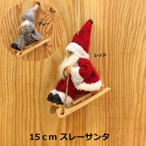 【予約販売：再入荷】【2024年クリスマス】クリスマス置物　15cmスレーサンタ　レッドorグレー