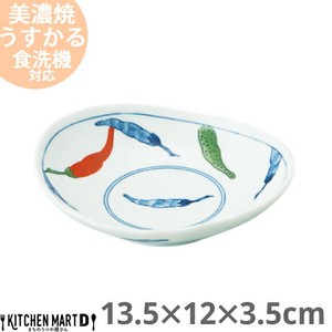 【錦唐辛子】4.0楕円深皿/13.5cm【軽量/美濃焼/和食器/日本製/陶器】