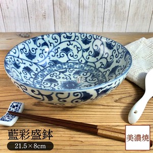藍彩盛鉢  ラーメン丼 麺鉢 日本製 美濃焼 陶器 ボウル