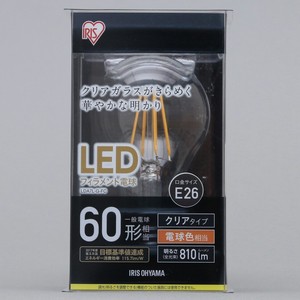 【アイリスオーヤマ　照明　LED電球】　LEDフィラメント電球クリア　電球色60形相当（810lm）