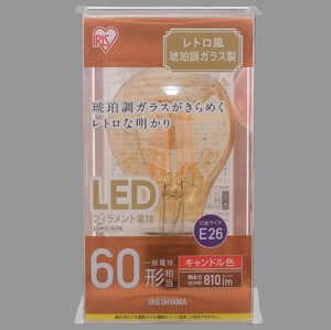 【アイリスオーヤマ　照明　LED電球】　LEDフィラメント電球 琥珀調　キャンドル色60形相当（810lm）