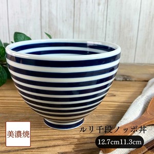 ルリ千段ノッポ丼ぶり大 ボウル ラーメン 日本製 美濃焼 陶器
