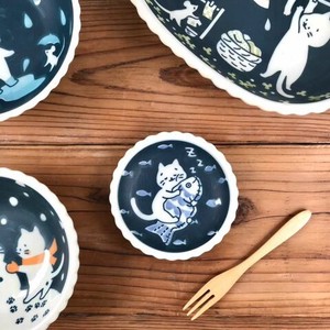 ねこのおやすみ小皿 陶器 日本製 美濃焼 猫