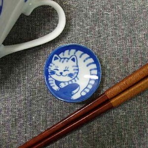にゃん丸型箸置きトラ 陶器 日本製 美濃焼 猫 置物 インテリア