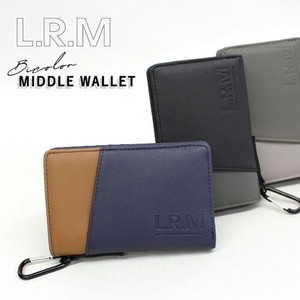 L.R.M 財布 メンズ 二つ折り ブランド バイカラー カラビナ メンズ 男 レディース 女 ユニセックス 合皮