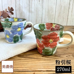 粉引桜（赤・青）マグカップ 陶器 日本製 美濃焼