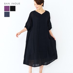 Casual Dress Pullover Kaya-cloth V-Neck Sleeve One-piece Dress Made in Japan