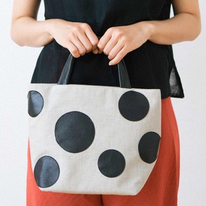 Tote Bag Small Lightweight Linen Polka Dot Made in Japan