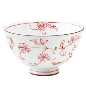 線唐草葵型茶碗赤　11×6.5cm