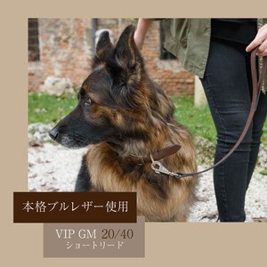 犬用 散歩 リード 本格ブルレザー使用革犬具VIP GM20/40 ショート タンビキ 短引