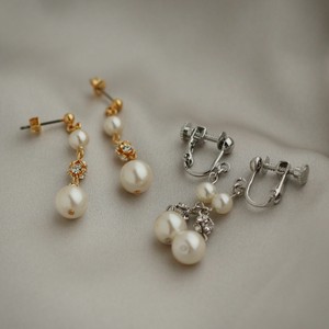 Clip-On Earrings Pearl Earrings Gradation Jewelry Formal Made in Japan