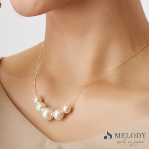 Pearls/Moon Stone Gold Chain Pearl Necklace Gradation Jewelry Formal Cotton Made in Japan