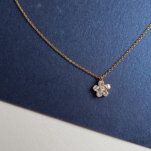 Gold Chain Necklace Flower Pendant Jewelry Simple Made in Japan