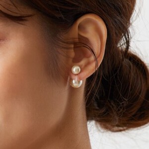 Clip-On Earrings Gold Post Pearl Earrings Back Jewelry Made in Japan