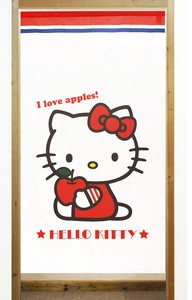 【受注生産のれん】サンリオ「ハローキティ I love apples!」85x150cm【日本製】コスモ 目隠し