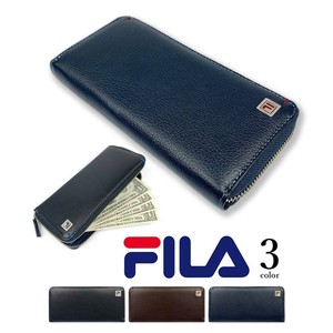 全3色 FILA（フィラ）リアルレザー バイカラーラウンドファスナー 長財布 ロングウォレット 本革(61fl42)
