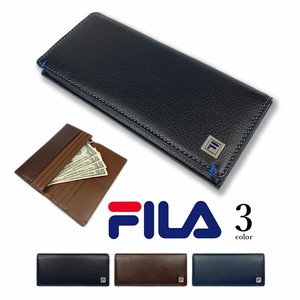 全3色 FILA（フィラ）リアルレザー バイカラー かぶせ2つ折り 長財布 ロングウォレット 本革(61fl41)