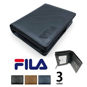 全3色 FILA（フィラ）ドットロゴ型押し ファスナー＆パスケース付き 2つ折り財布 ウォレット(61fl53)