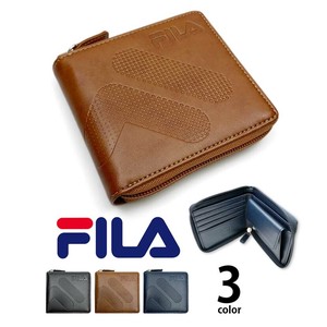全3色 FILA（フィラ）ドットロゴ型押し ラウンドファスナー 2つ折り財布 ショート ウォレット (61fl52)