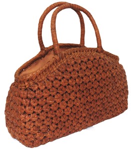 月型六角花編み　　巾着　山葡萄かごバッグ　籠バッグ　手作り　天然素材