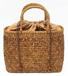 菊花編み　巾着　山葡萄かごバッグ　籠バッグ　手作り　天然素材
