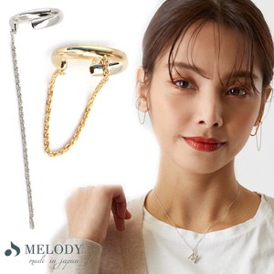 Clip-On Earrings Gold Post Earrings Ear Cuff Long Jewelry Made in Japan